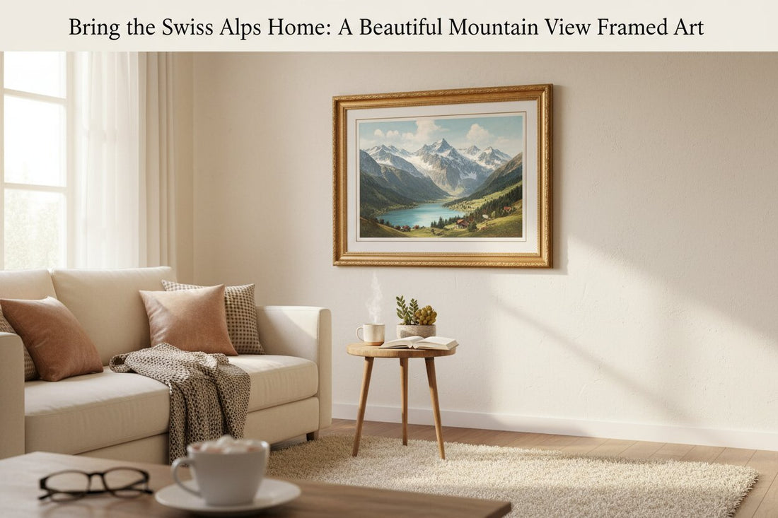 Bring the Swiss Alps Home: A Beautiful Mountain View Framed Art