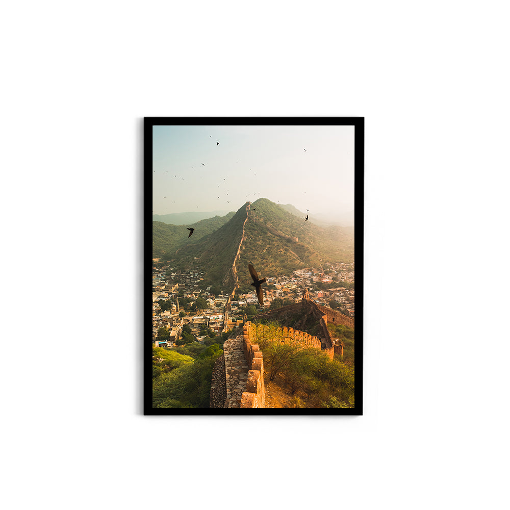 "The Living Walls of Jaipur" Fort Walls & Birds in Flight - Wall Photo Frame by Jeet Khagram