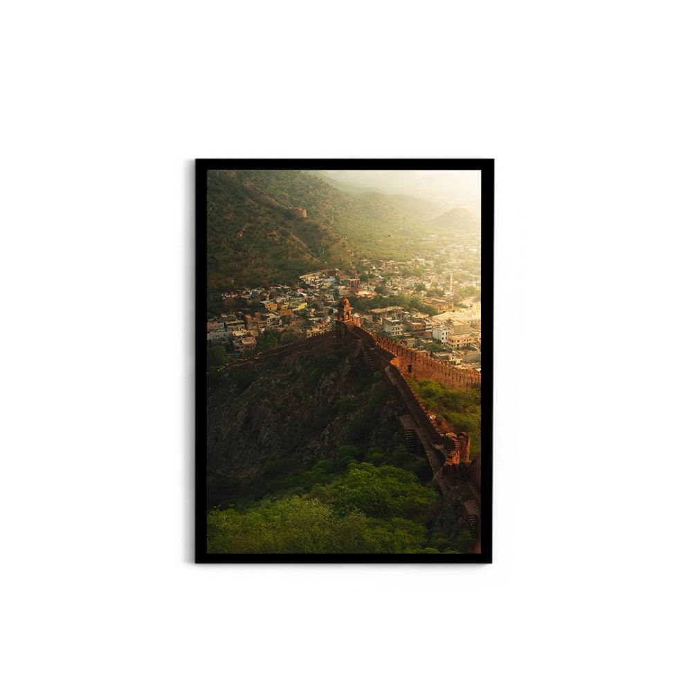 "Jaipur at First Light" Ancient Walls from Above - Wall Photo Frame by Jeet Khagram