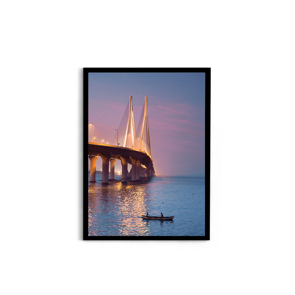 Bandra-Worli Sea Link at Dusk - Wall Photo Frame by Jeet Khagram