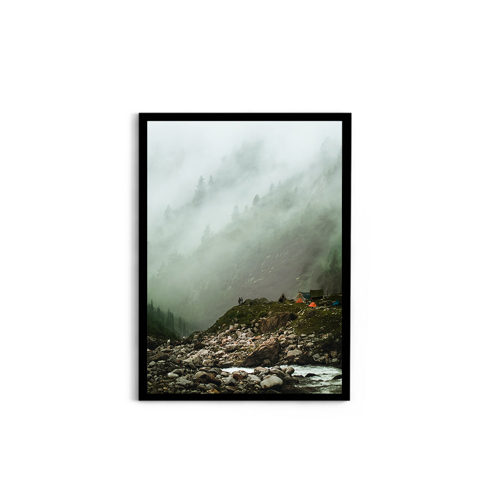 Cloudy Haze Over a Mountain Forest, Hampta Pass - Wall Photo Frame by Jeet Khagram