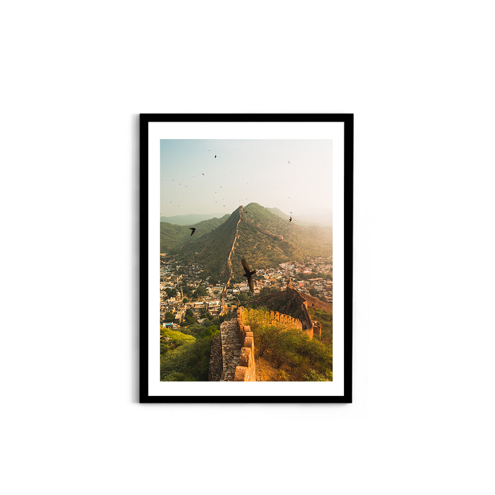 "The Living Walls of Jaipur" Fort Walls & Birds in Flight - Wall Photo Frame by Jeet Khagram