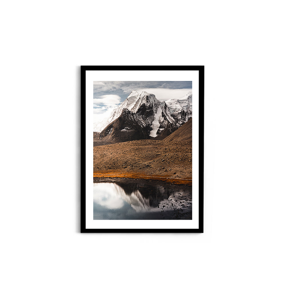 The Lone Summit: Himalayan Peak & Lake Reflection - Wall Photo Frame by Jeet Khagram