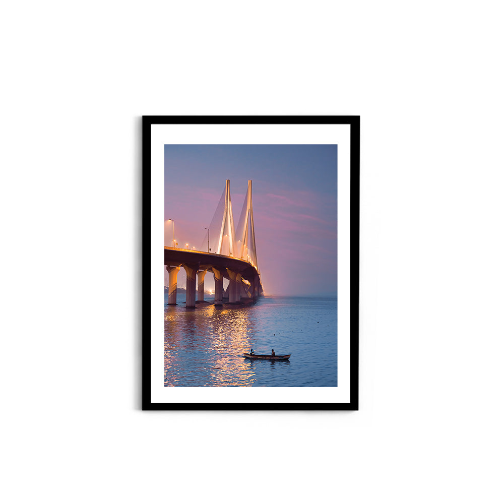 Bandra-Worli Sea Link at Dusk - Wall Photo Frame by Jeet Khagram
