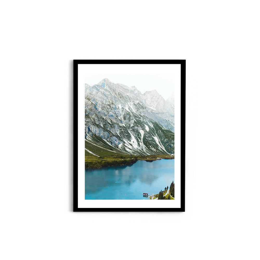 Alpine Lake View from Swiss Cable Car, Switzerland - Wall Photo Frame by Jeet Khagram