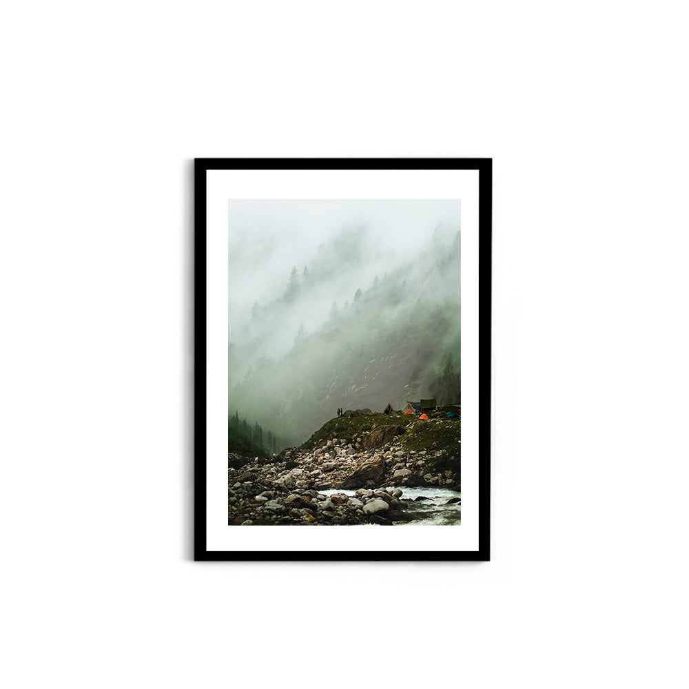 Cloudy Haze Over a Mountain Forest, Hampta Pass - Wall Photo Frame by Jeet Khagram