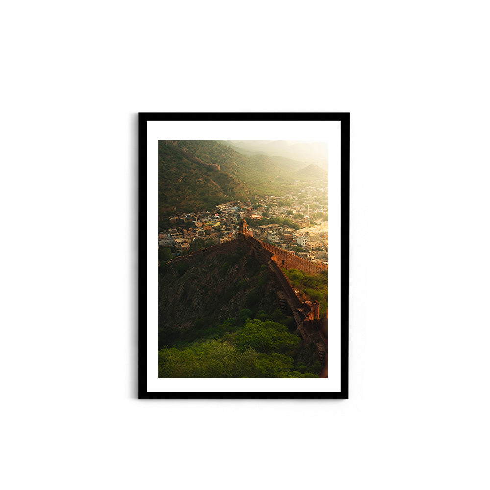 "Jaipur at First Light" Ancient Walls from Above - Wall Photo Frame by Jeet Khagram