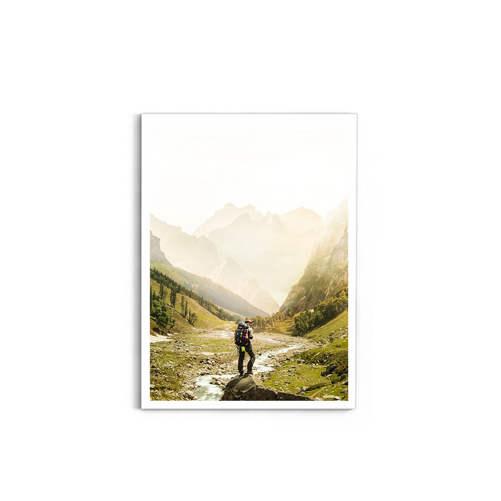 Man Standing on Top of Cliff, Hampta Pass - Wall Photo Frame by Jeet Khagram