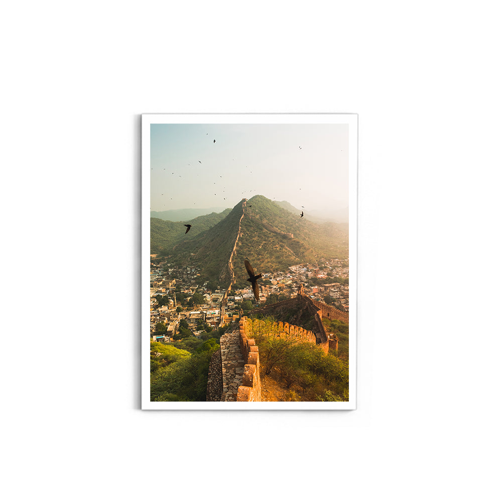 "The Living Walls of Jaipur" Fort Walls & Birds in Flight - Wall Photo Frame by Jeet Khagram