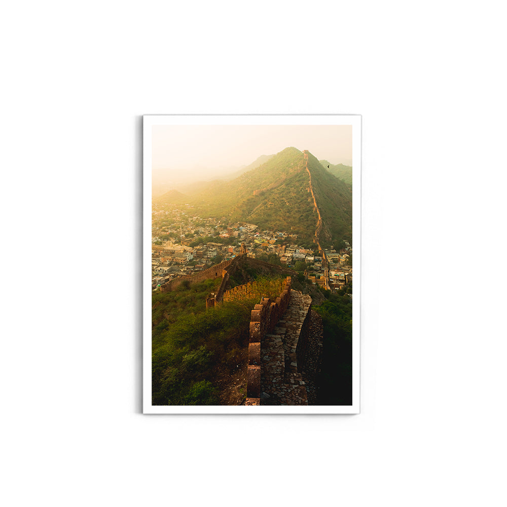 "Jaipur's Endless Embrace"� Amber Fort Aerial at Sunrise - Wall Photo Frame by Jeet Khagram