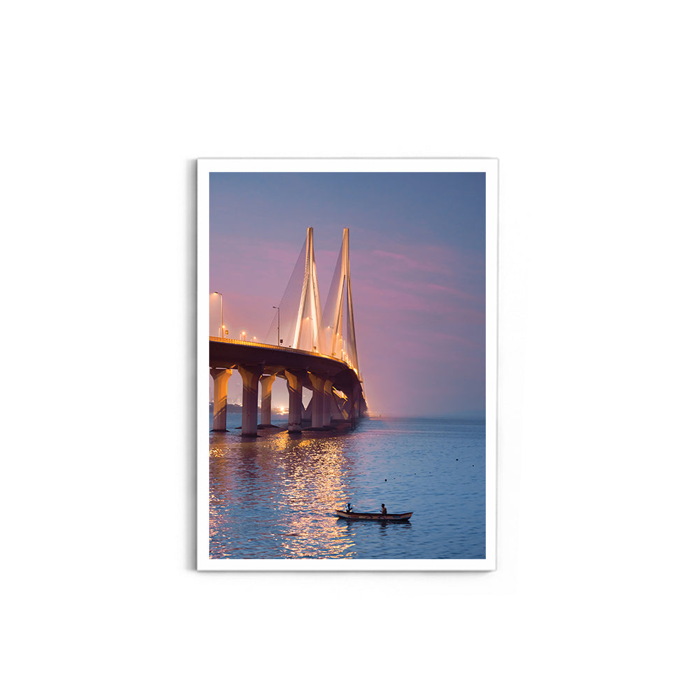 Bandra-Worli Sea Link at Dusk - Wall Photo Frame by Jeet Khagram