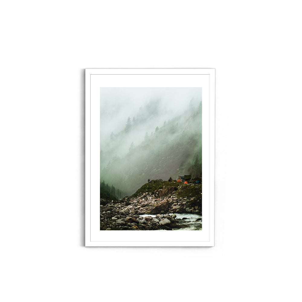 Cloudy Haze Over a Mountain Forest, Hampta Pass - Wall Photo Frame by Jeet Khagram
