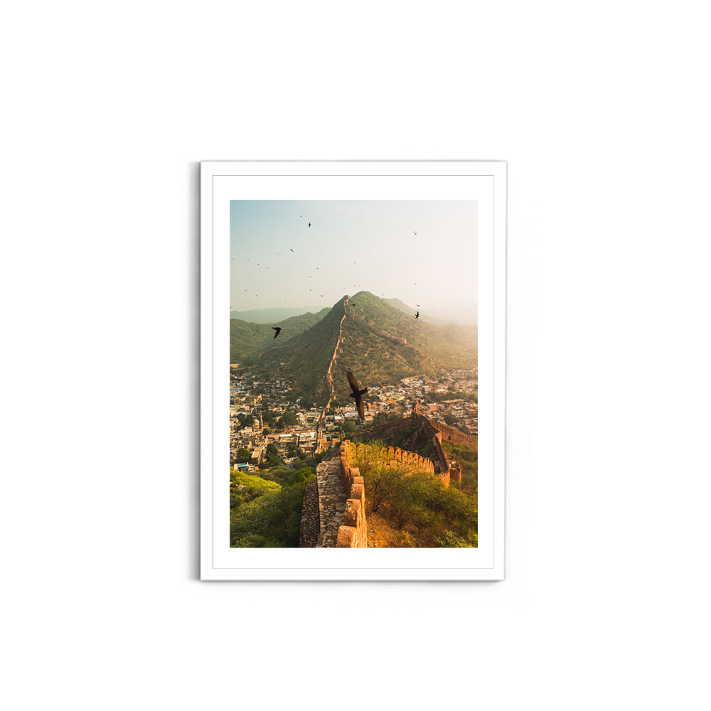 "The Living Walls of Jaipur" Fort Walls & Birds in Flight - Wall Photo Frame by Jeet Khagram