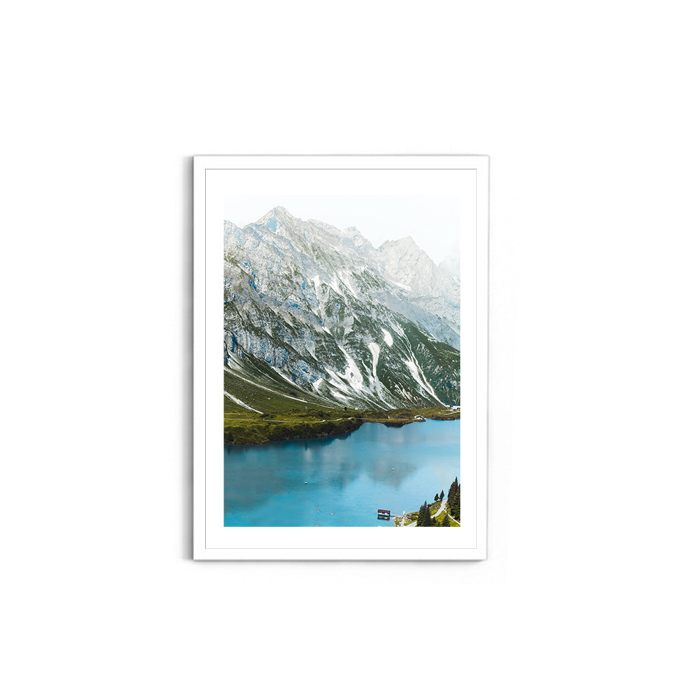 Alpine Lake & Mountain Peaks, Switzerland - Wall Photo Frame by Jeet Khagram