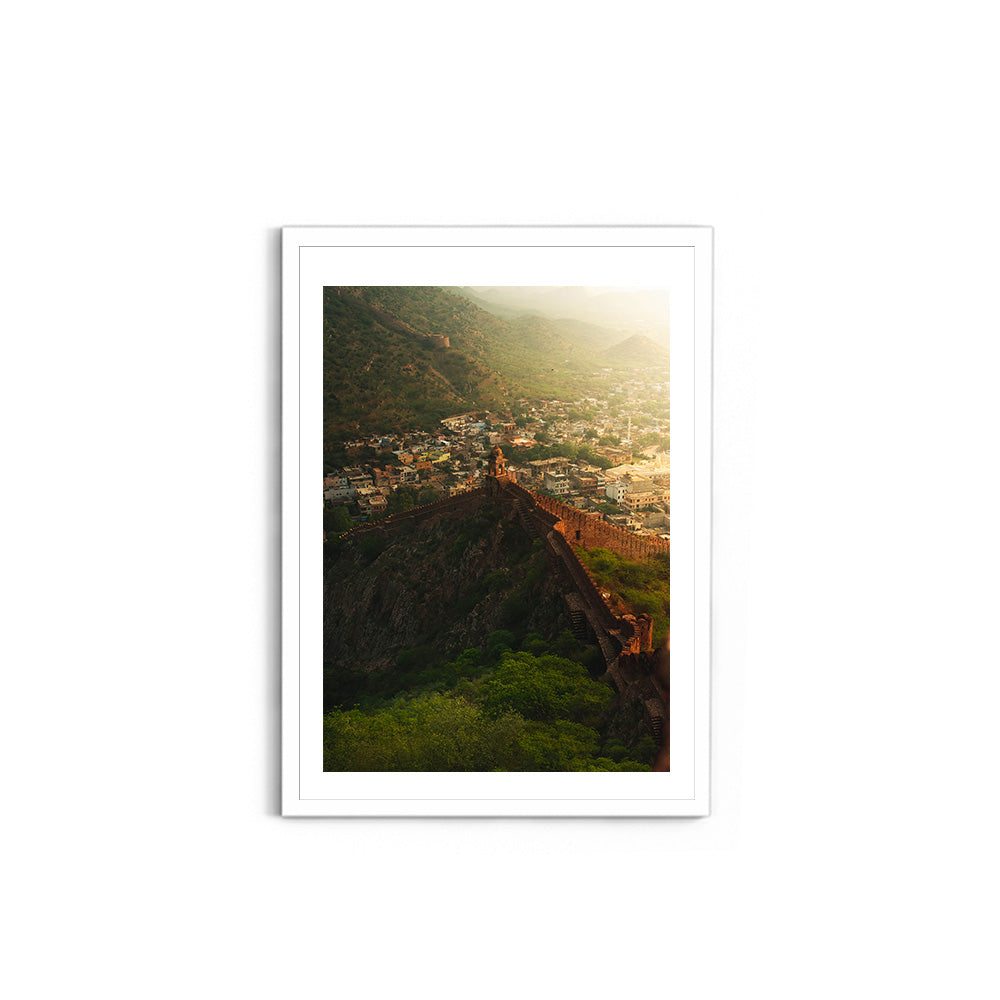 "Jaipur at First Light" Ancient Walls from Above - Wall Photo Frame by Jeet Khagram