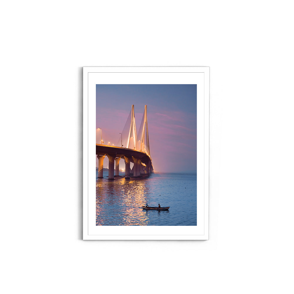 Bandra-Worli Sea Link at Dusk - Wall Photo Frame by Jeet Khagram