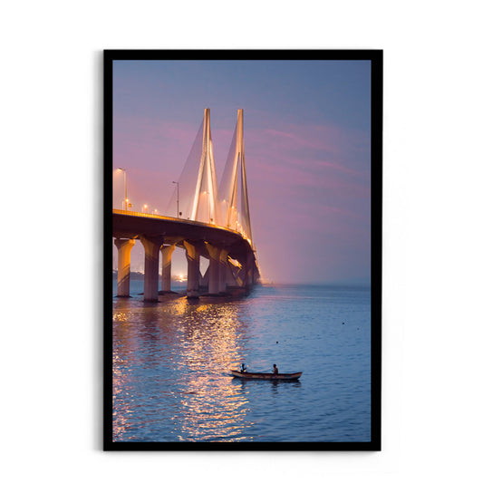 Bandra-Worli Sea Link at Dusk - Wall Photo Frame by Jeet Khagram