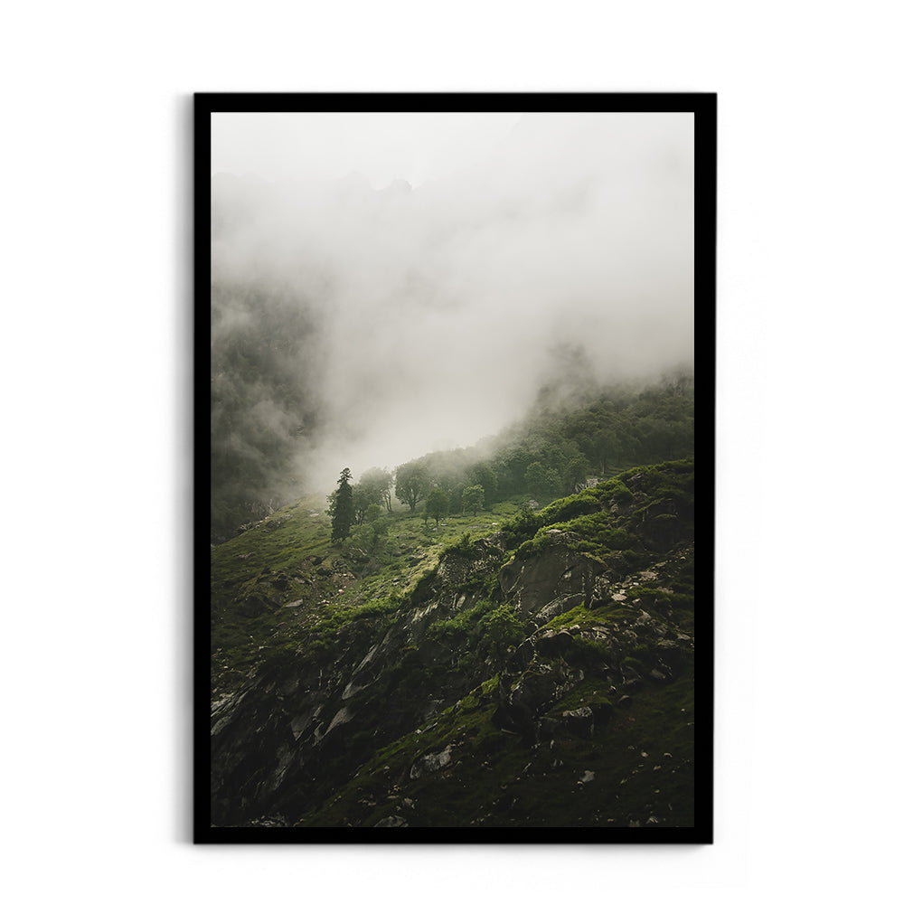 Morning Mist Over the Woods, Hampta Pass - Wall Photo Frame by Jeet Khagram