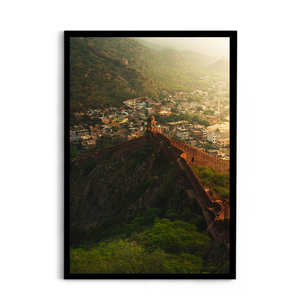 "Jaipur at First Light" Ancient Walls from Above - Wall Photo Frame by Jeet Khagram
