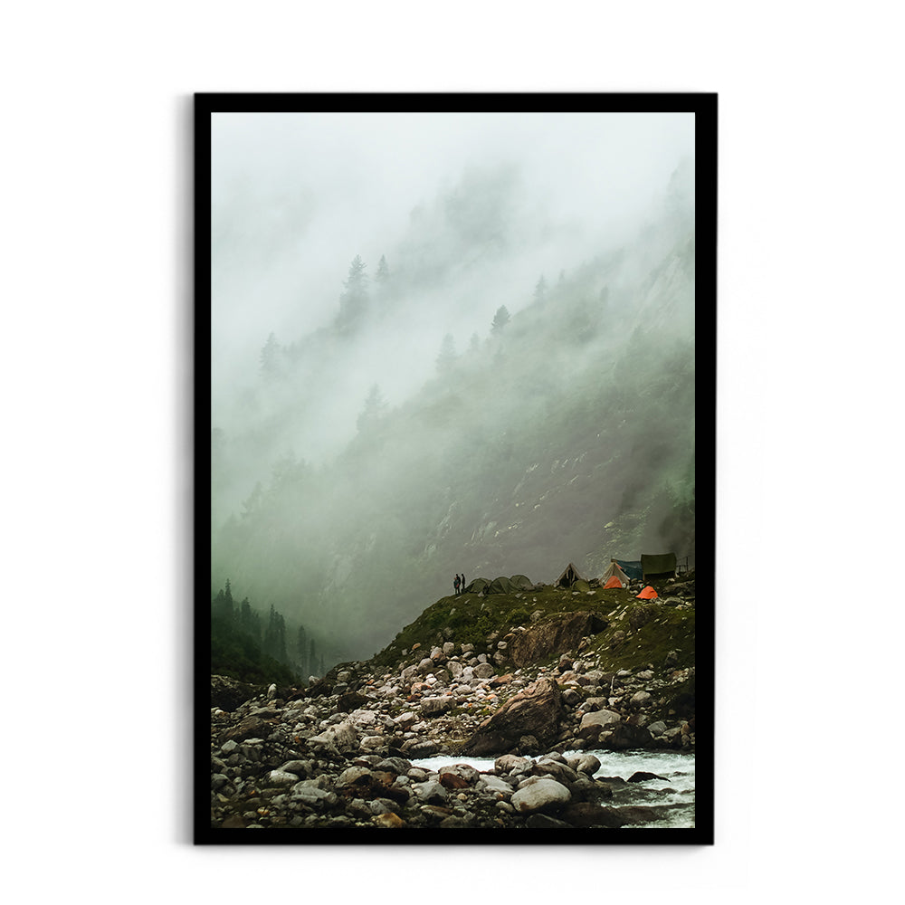 Cloudy Haze Over a Mountain Forest, Hampta Pass - Wall Photo Frame by Jeet Khagram