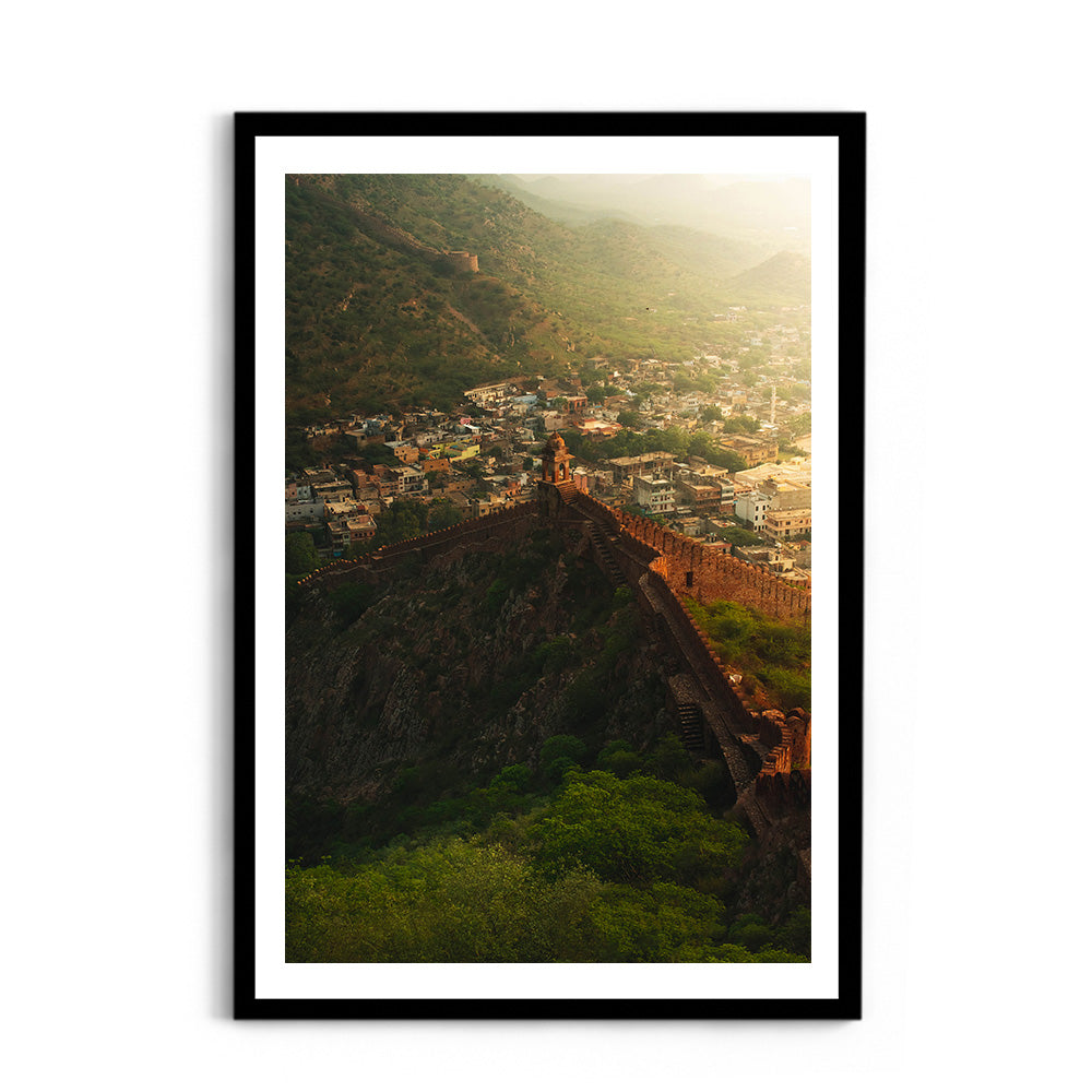 "Jaipur at First Light" Ancient Walls from Above - Wall Photo Frame by Jeet Khagram