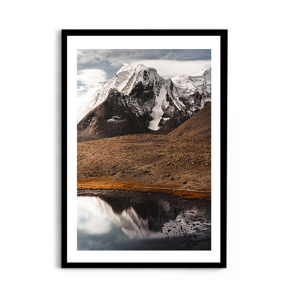 The Lone Summit: Himalayan Peak & Lake Reflection - Wall Photo Frame by Jeet Khagram