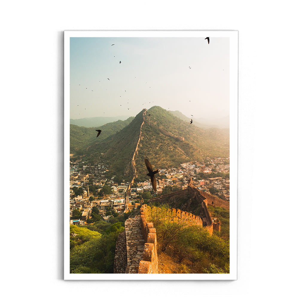 "The Living Walls of Jaipur" Fort Walls & Birds in Flight - Wall Photo Frame by Jeet Khagram