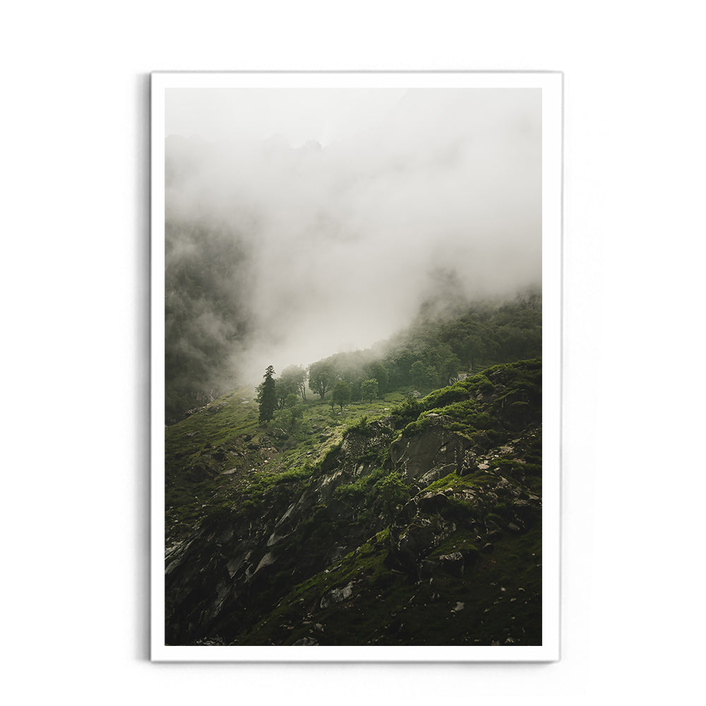 Morning Mist Over the Woods, Hampta Pass - Wall Photo Frame by Jeet Khagram