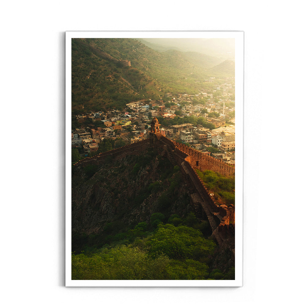 "Jaipur at First Light" Ancient Walls from Above - Wall Photo Frame by Jeet Khagram