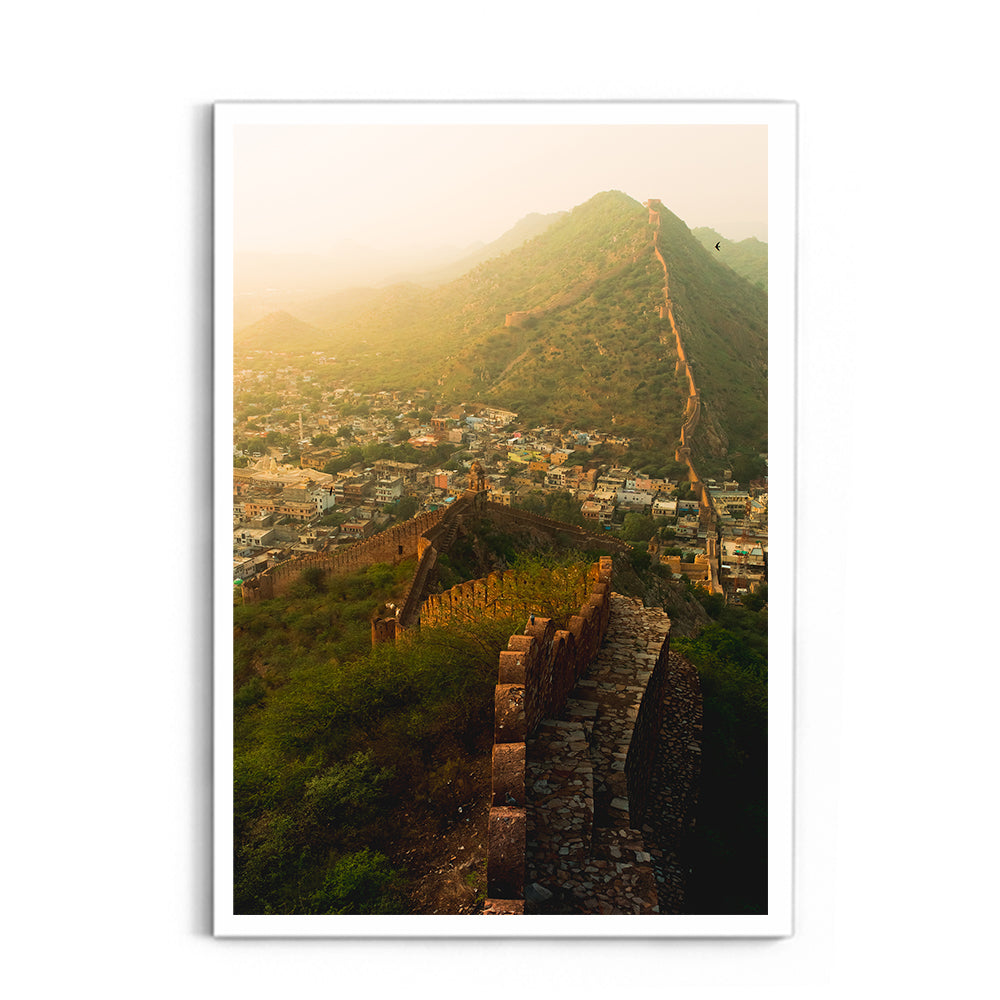 "Jaipur's Endless Embrace"� Amber Fort Aerial at Sunrise - Wall Photo Frame by Jeet Khagram