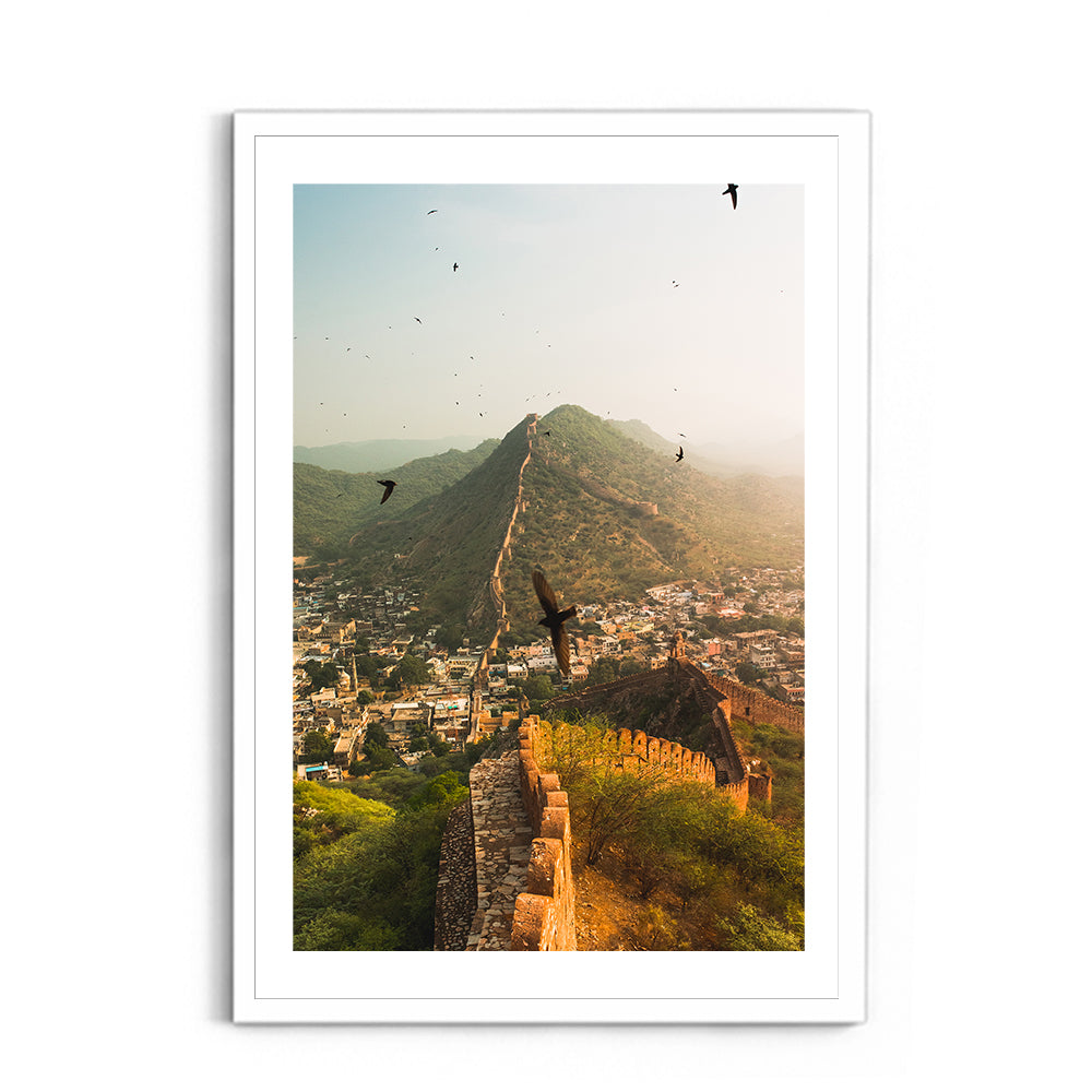 "The Living Walls of Jaipur" Fort Walls & Birds in Flight - Wall Photo Frame by Jeet Khagram