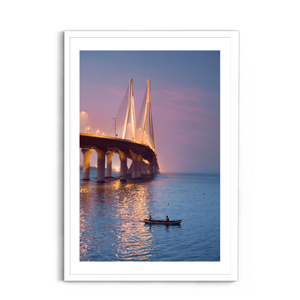 Bandra-Worli Sea Link at Dusk - Wall Photo Frame by Jeet Khagram