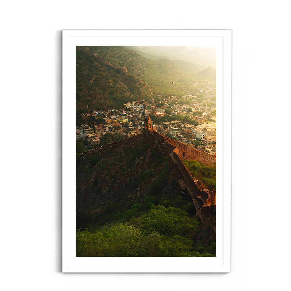 "Jaipur at First Light" Ancient Walls from Above - Wall Photo Frame by Jeet Khagram