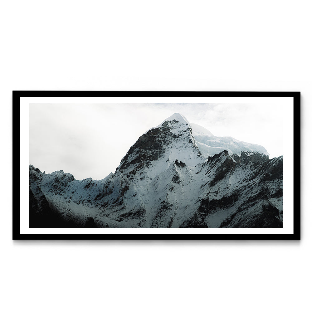 Snow-Capped Summit Mountain Photography - Wall Photo Frame by Jeet Khagram