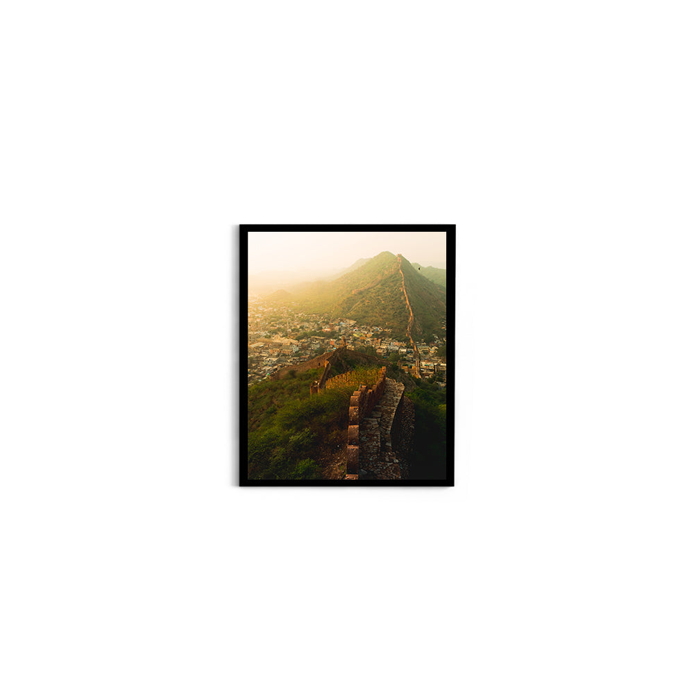 "Jaipur's Endless Embrace"� Amber Fort Aerial at Sunrise - Wall Photo Frame by Jeet Khagram