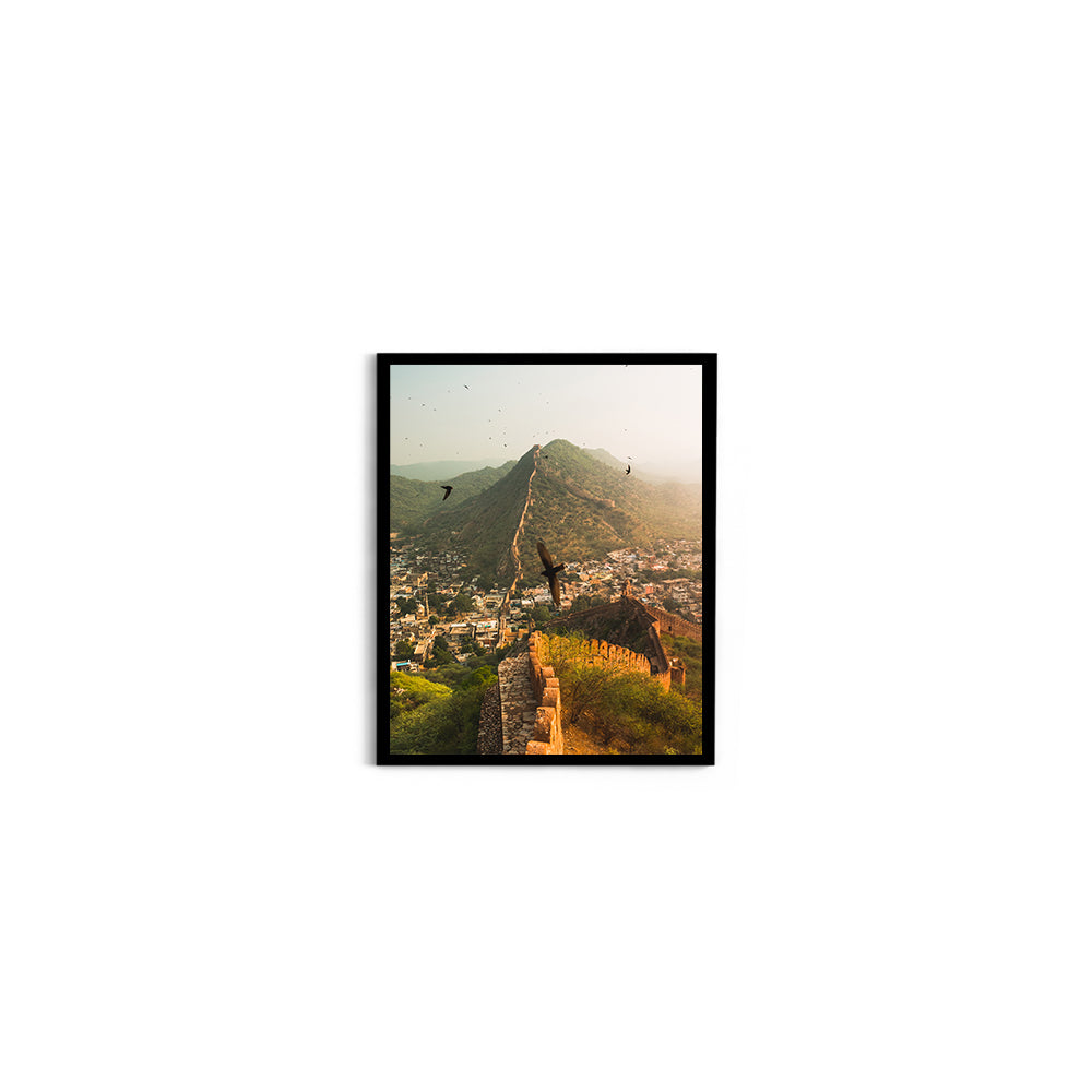 "The Living Walls of Jaipur" Fort Walls & Birds in Flight - Wall Photo Frame by Jeet Khagram