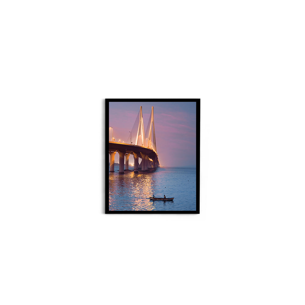 Bandra-Worli Sea Link at Dusk - Wall Photo Frame by Jeet Khagram