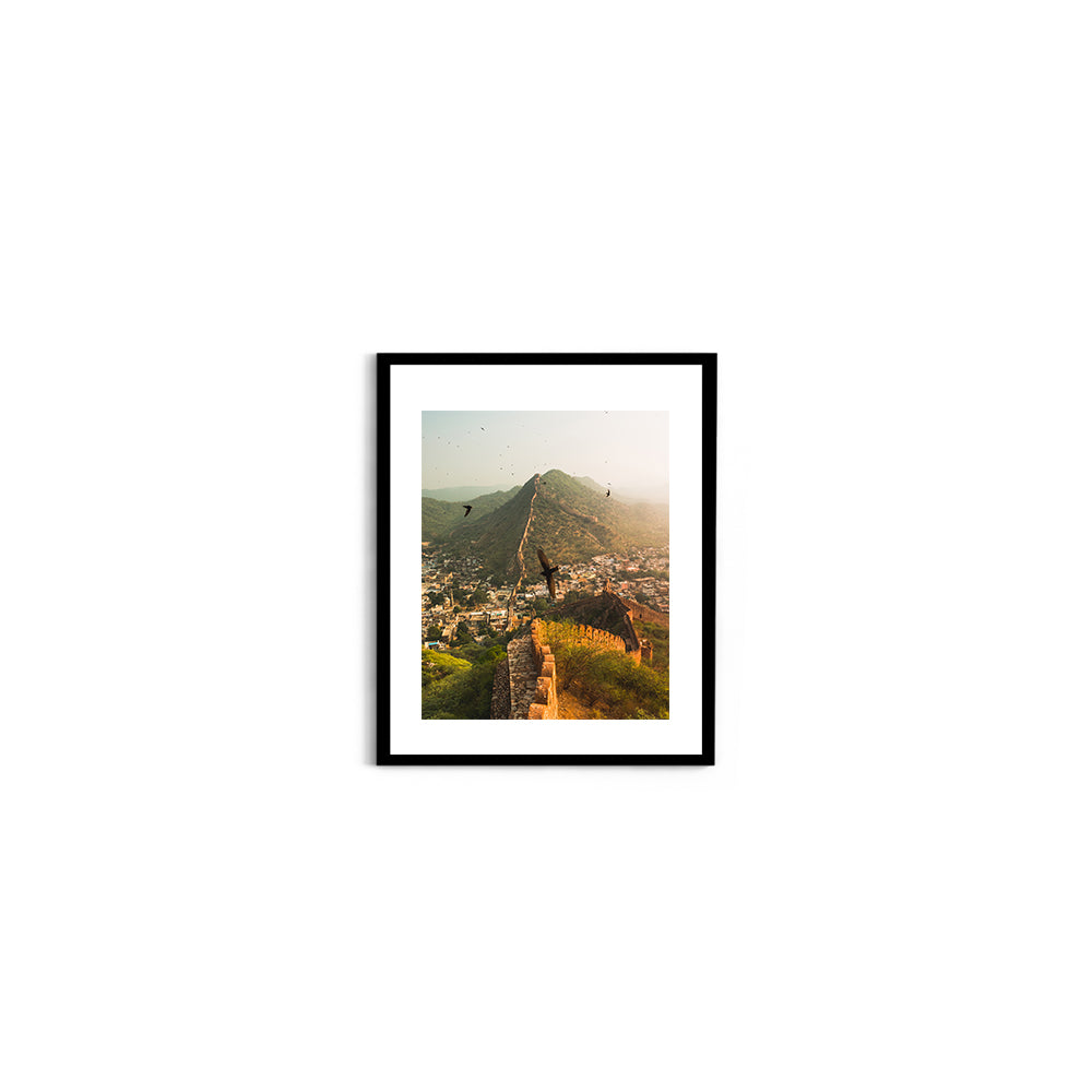 "The Living Walls of Jaipur" Fort Walls & Birds in Flight - Wall Photo Frame by Jeet Khagram