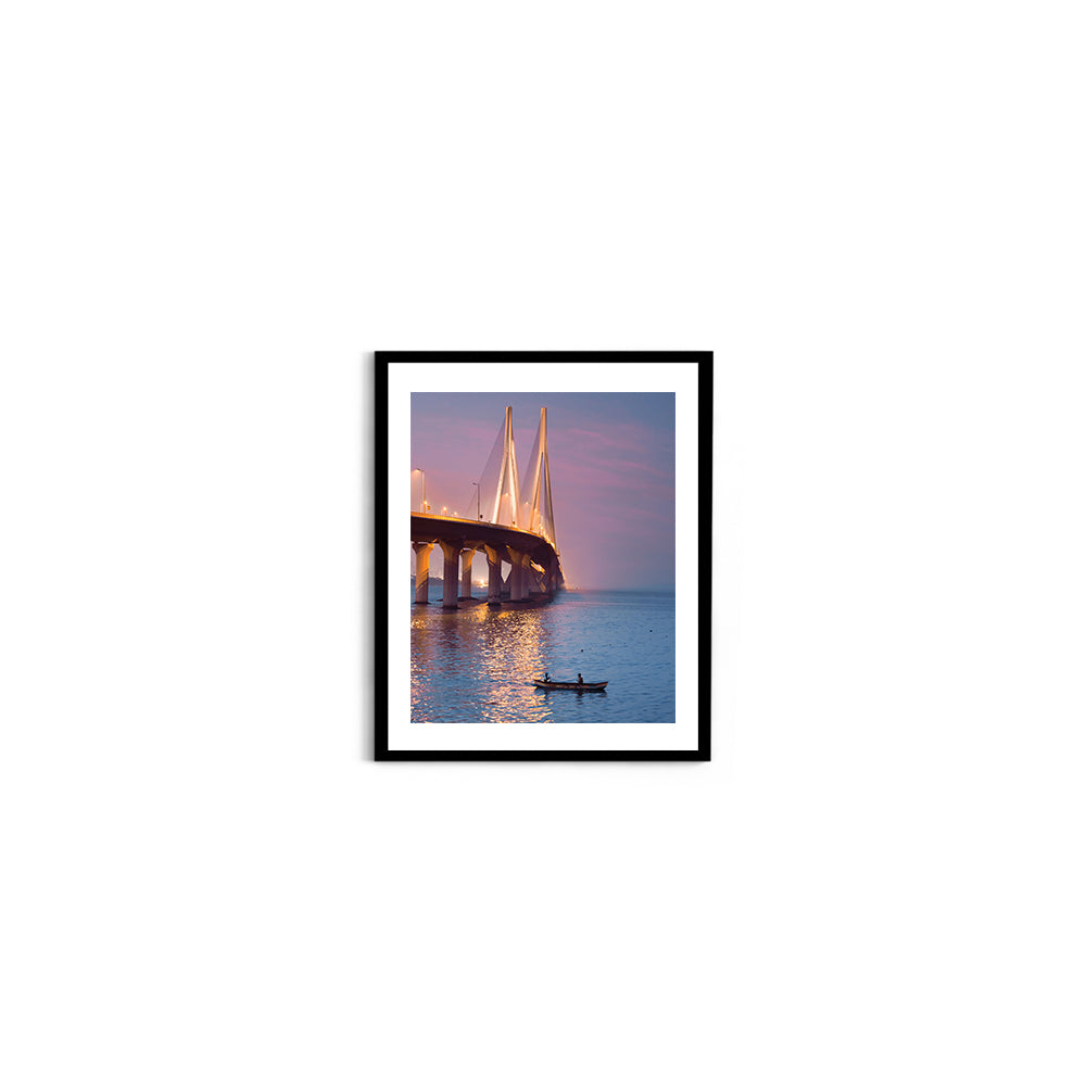 Bandra-Worli Sea Link at Dusk - Wall Photo Frame by Jeet Khagram