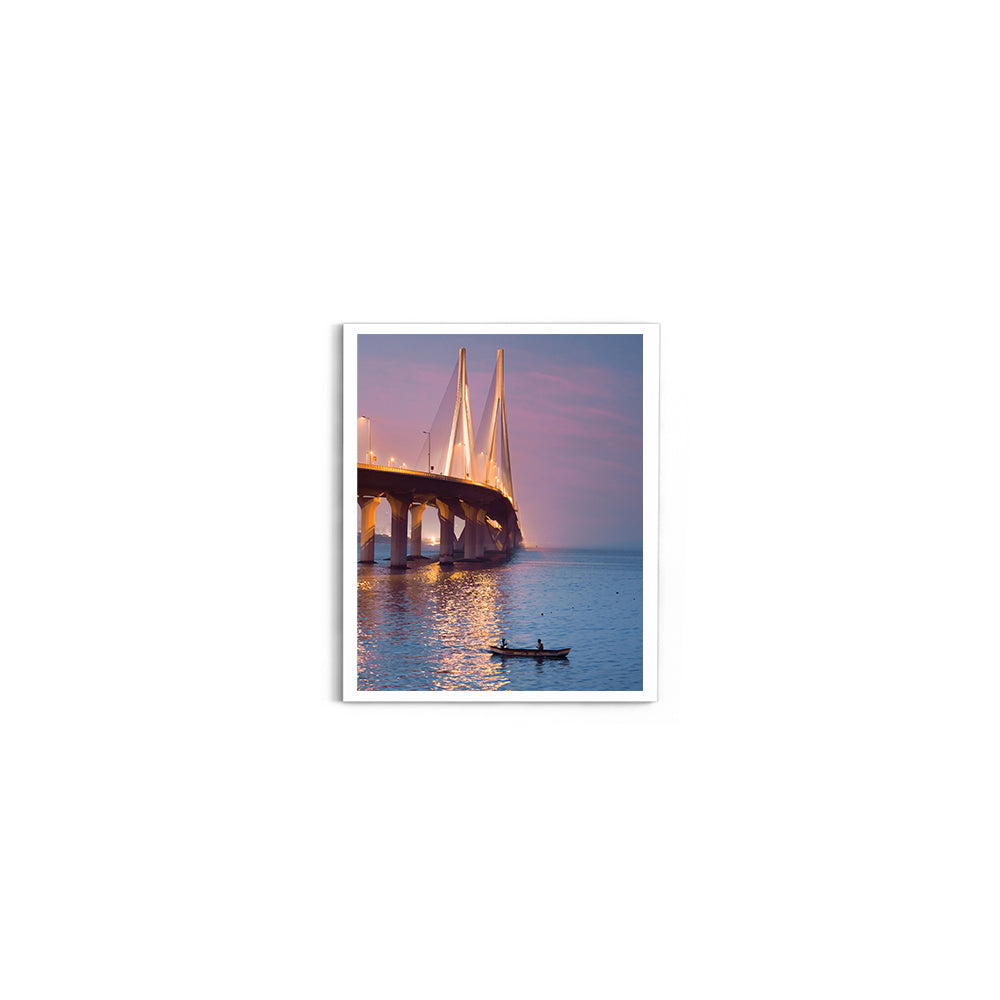 Bandra-Worli Sea Link at Dusk - Wall Photo Frame by Jeet Khagram