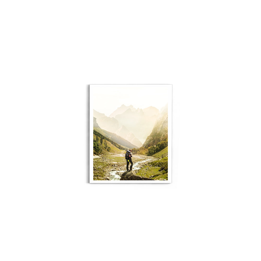 Man Standing on Top of Cliff, Hampta Pass - Wall Photo Frame by Jeet Khagram