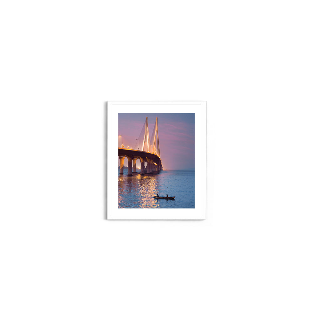 Bandra-Worli Sea Link at Dusk - Wall Photo Frame by Jeet Khagram