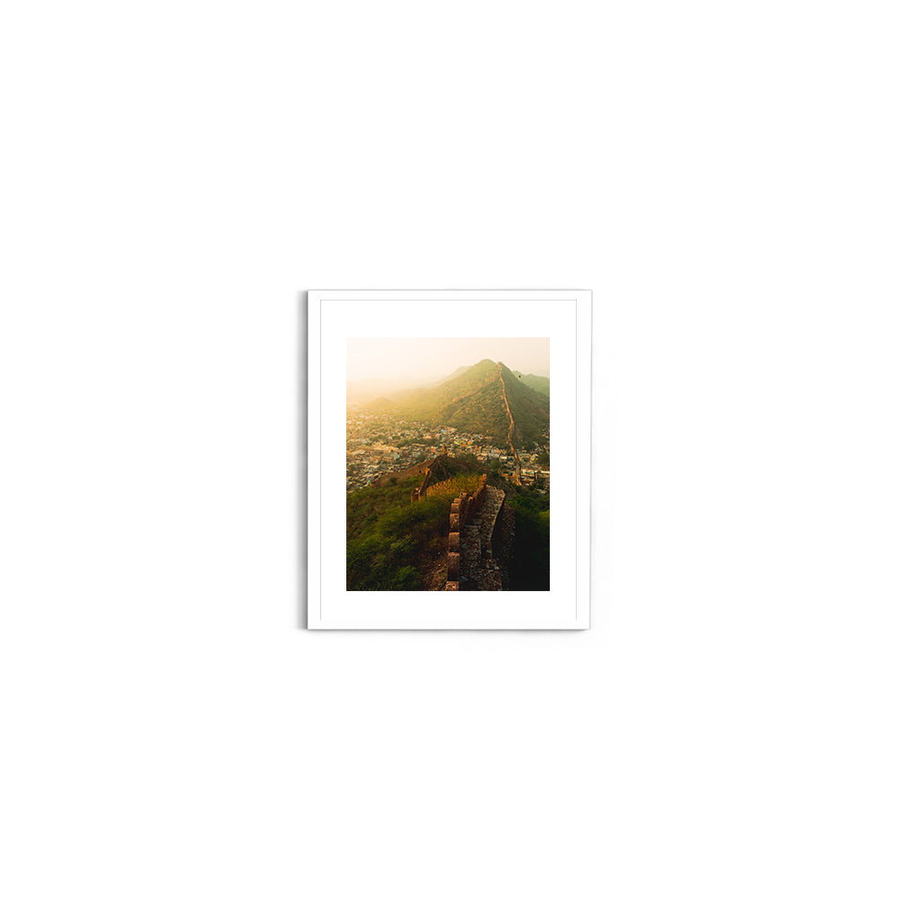 "Jaipur's Endless Embrace"� Amber Fort Aerial at Sunrise - Wall Photo Frame by Jeet Khagram